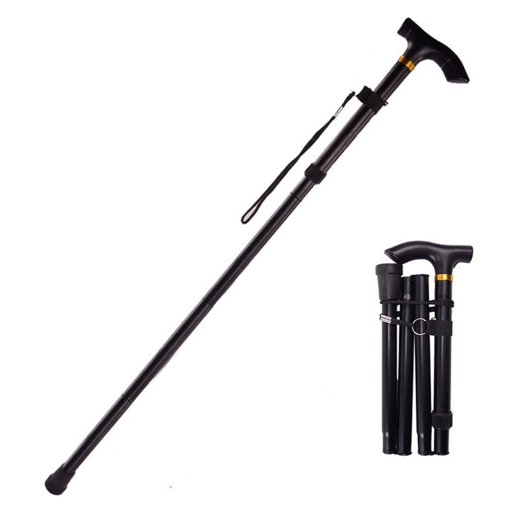 Aluminum Alloy Folding Walking Stick Crutches Portable Walking Stick Mountaineering Trekking Pole_desvips.com