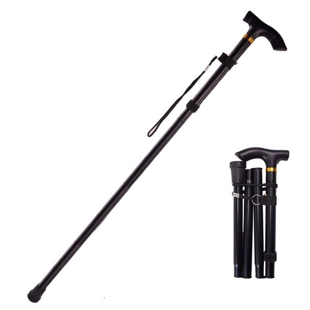 Aluminum Alloy Folding Walking Stick Crutches Portable Walking Stick Mountaineering Trekking Pole_desvips.com