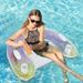 Glitter Watercolor U-Shaped Pool Lounger Inflatable Floating Seat With Cup Holder Multi Position Recliner For Pool Beach_desvips.com
