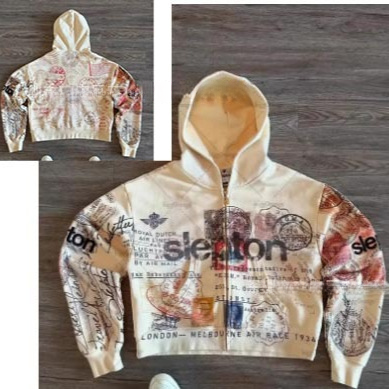 2025 New SLEPTON Zipper Abstract Art Sweatshirt Cool Internet Celebrity Hooded Cardigan Jacket_desvips.com