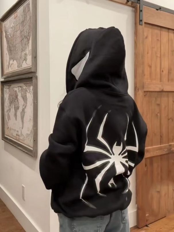 Halloween Unique Men And Women Sweatshirt Y2k Couple Large Size Spider-Man Zip Hoodie_desvips.com