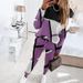 Women's Clothing 2024 new two piece set contrast color printing long sleeved round neck casual fashion suit_desvips.com