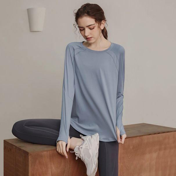 Loose, Quick-drying Sports Tops, Women's Long-sleeved T-shirts, Yoga Breathable Running And Fitness Wear, Slimming_desvips.com