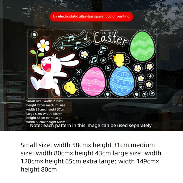 ins Cartoon Rabbit Glass Window Sticker, Easter Decoration For Maternity And Baby Store, Egg Electrostatic Sticker_desvips.com