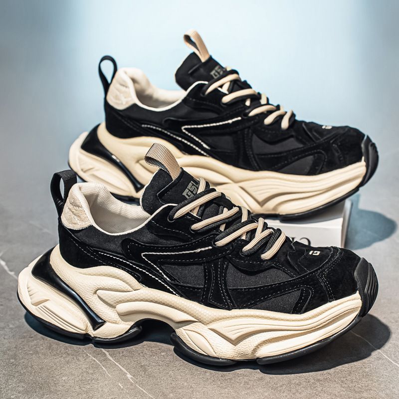 Casual Leather Surface Thick Bottom Dad Men's Low Top Bread Agan Autumn New Style Sporty Leisure Board Shoes_desvips.com
