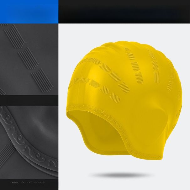 Waterproof Underhead Swim Cap, Male And Female Adult Ear Protection Swim Cap, Solid Color Lace Silicone Swim Cap_desvips.com