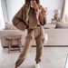 Women's Clothing popular autumn and winter women's sports and leisure hooded sweatshirt set two piece set_desvips.com
