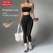 Women's Yoga Outfit Set Color Blocked Tube Top Peach Shaped Hip Slim Fit Trousers Fitness Sportswear Popular_desvips.com