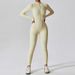 001 Black Tight Training Hip-Enhancing One-Piece Yoga Suit Running Sports Autumn New Fitness Pants Women Zipper Long Sleeve_desvips.com