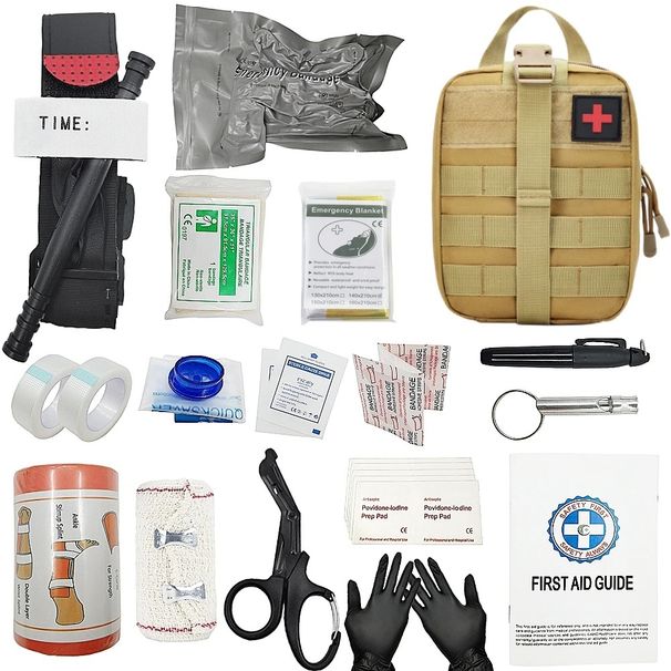 Camping Outdoor Equipment Molle Bag 16pcs Emergency IFAK First Aid Kit Tourniquet Bandage Survival Blanket Supplies_desvips.com