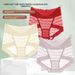 High Waist Lace Seamless Lightweight Tummy Control Hip Lift Non-Rolling Edge Poly Lactic Acid Silk Crotch Red Triangle_desvips.com