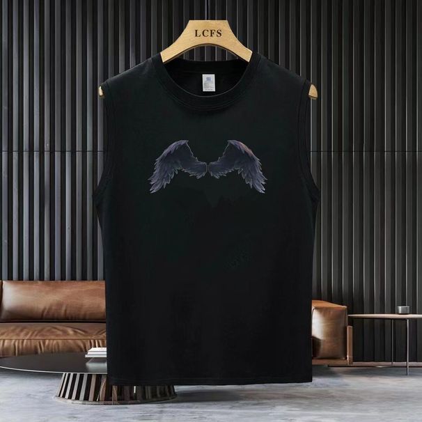 American Style Sleeveless Trendy Vest Casual Sports Tank Personality Summer Loose Cotton Breathable Printed T-Shirt Top_desvips.com