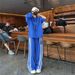 001 Internet Celebrity Street Fashion Sportswear Women, Loose Round Neck Pure Cotton Sweatshirt Wide-Leg Pants Two-Piece Set_desvips.com
