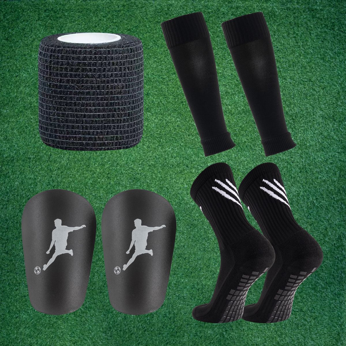 Premium Football Socks With Built-in Shin Guards - Breathable, Anti-Slip & Lightweight For Men & Women (Black/White, Size L)_desvips.com