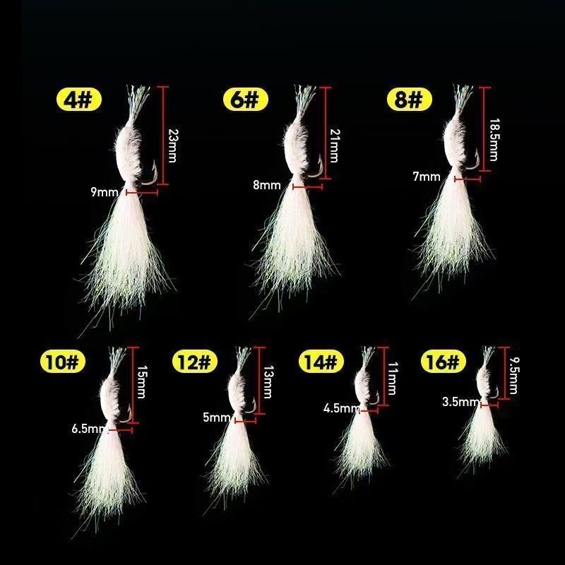 New Colorful Silver Nail Ice Silk Shrimp Topmouth Culter Red Tail Fly Crazy Charlie Green Tip Feather Treble Hook_desvips.com