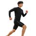 Half-zip Long-sleeve Sun-protective Swimsuit With Five-point Swim Trunks, Breathable Men's Swimwear And Diving Suit Set_desvips.com