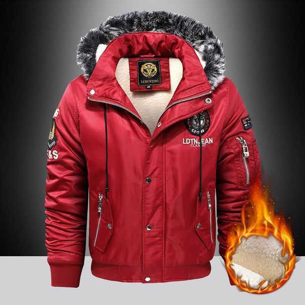 Cross-Border Foreign Trade Winter Fleece-Lined Thickened Casual Warm Hooded Coat Windproof Men's Clothing Plus Size_desvips.com