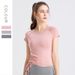 New Running Fitness T-shirt Drawstring Slim Fit Quick Drying Sportswear Yoga Suit Top Women's Short Sleeved_desvips.com