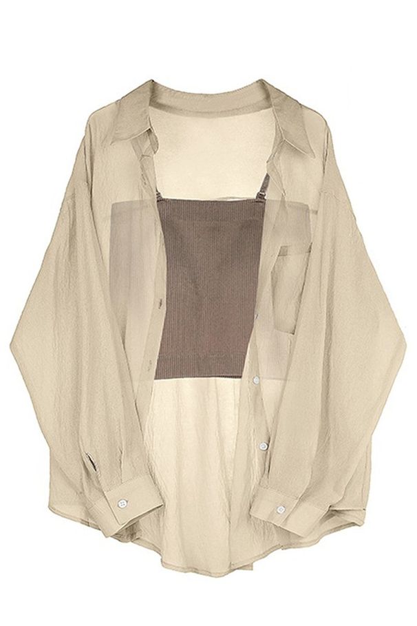 Rayon Breathable Thin Two-Piece Suit Skirt Sunscreen Shirt_desvips.com