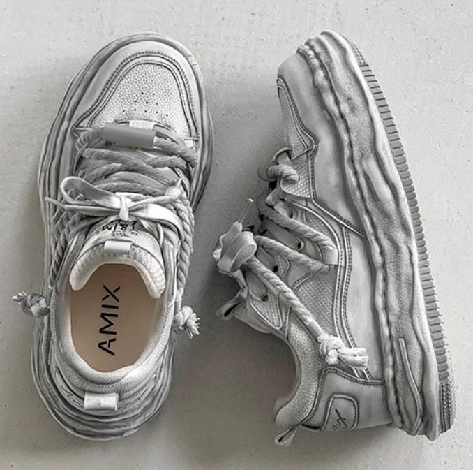 Stylish Fashion Designer Women Men Oversized Versatile Leather Thick Sole Flat Vintage Rock Gothic Punk Athletic Shoes_desvips.com