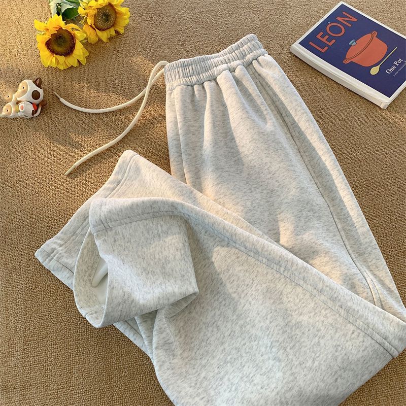 Heavy Duty Sweatpants For Men's Spring And Autumn 2025 New Trend Loose Straight Drawstring Casual Sports Pants_desvips.com