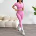 High Waisted Shockproof Push Up Sports Vest Short Sleeved Yoga Outfit Hip Lifting Fitness Pants Set_desvips.com