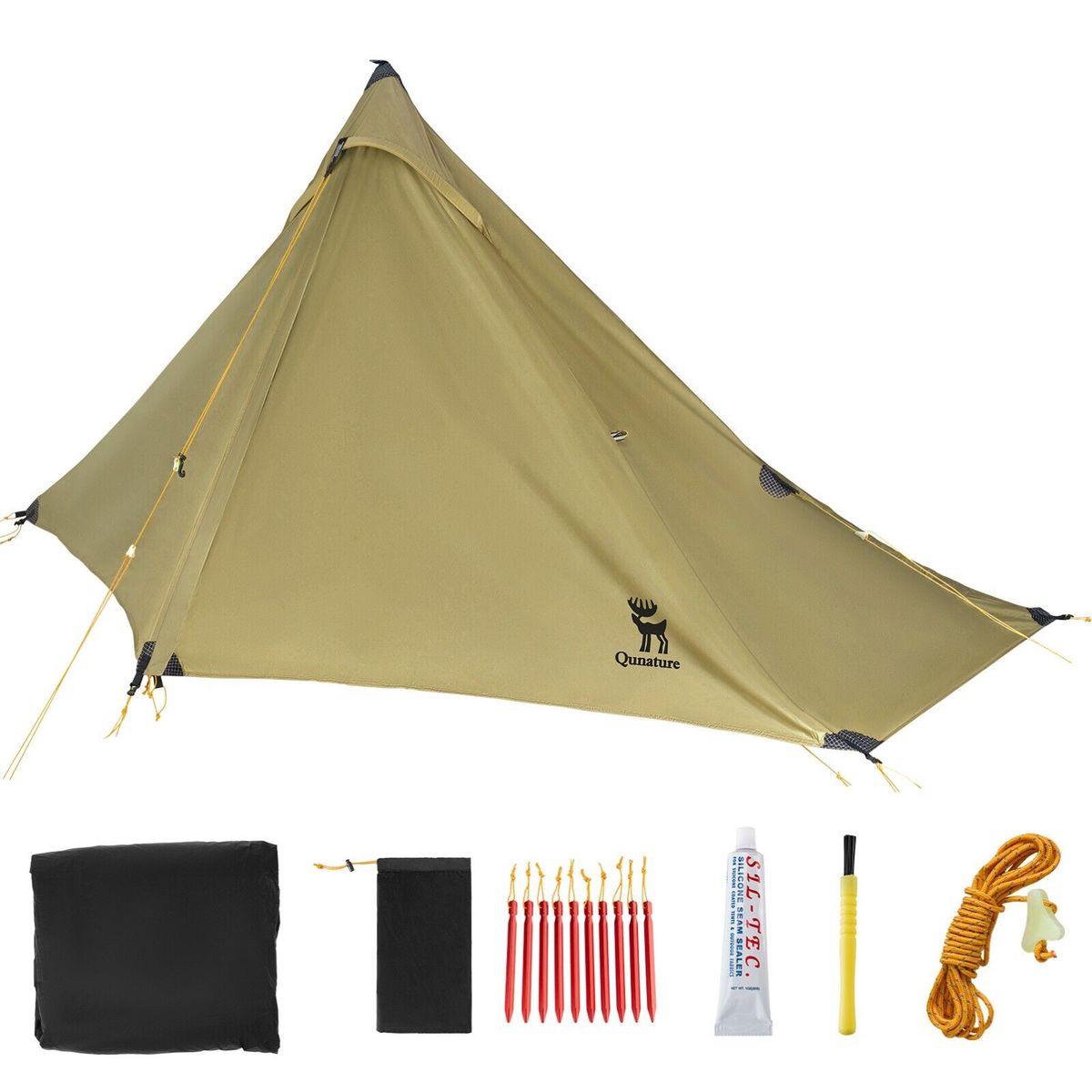 Qunature Trekkingzelt 1-Mann Zelt Ultraleicht Campingzelt Wasserdicht 230*180cm_desvips.com