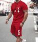 Men's printed casual short-sleeved two-piece suit_desvips.com