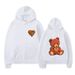 New Pink Hat Teddy Print Hoodie Sweatshirt Unisex Autumn Winter Korean Style Trendy Versatile Top_desvips.com
