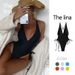 Solid Color Deep V Sexy One-Piece Swimsuit For Women High-End Bikini Beach Hot Spring Swimwear_desvips.com