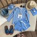 2026 Summer New Boys' Plaid Long-Sleeve Swimsuit Children's Baby Boy Swimming Set Sun-Protective Swimwear_desvips.com
