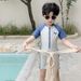 2026 Children's Boys' One-Piece Long-Sleeve Swimsuit Cartoon Cute Sun-Protective Baby Swimwear For Older Kids Beachwear_desvips.com
