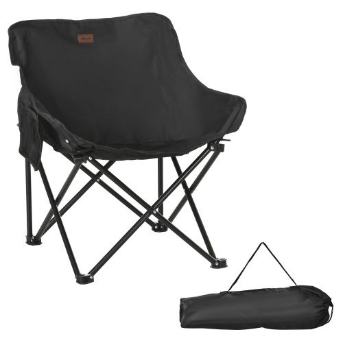 Campingstuhl Faltbarer Gartenstuhl Mit Seitentasche, Stahlbeine, Klappsessel Mit Tragetasche Für Pool, Strand, Oxford, Schwarz_desvips.com