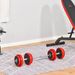 Set Di Manubri Pesi 2 In 1 Da 20kg, Dischi Con Rivestimento In Plastica Antigraffio, Rosso E Nero_desvips.com