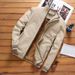 Autumn And Winter New Men's Fashion Aviator Fleece Thickened Warm Baseball Jacket Solid Color Zipper Arge Size Top_desvips.com