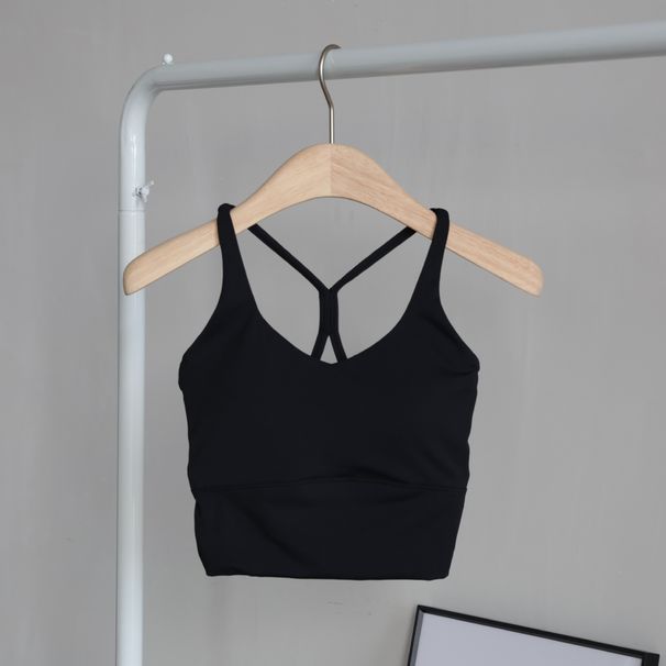 Pilates Sports Camisole Vest For Women, Integrated Fixed Chest Pad, Shockproof Fitness Cross Back Yoga Bra_desvips.com