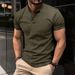 2025 Breathable Summer Short Sleeve T-Shirt Button Sports Henley Collar Polo Shirt Men's Moisture-Wickin_desvips.com