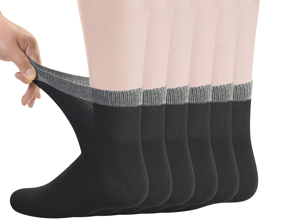 Men's Bamboo Diabetic Ankle Socks With Seamless Toe And Non-Binding Top,6 Pairs L Size(10-13)_desvips.com