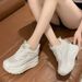 Hollow Heels 10cm Sneakers Chunky Casual Autumn Spring Platform Wedge High Fashion Breathable Women Summer Shoes_desvips.com