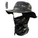 Camouflage Round Brimmed Hat Set Outdoor Hiking Fisherman Sun Protection Windproof Boonie Cycling Fishing Hat_desvips.com