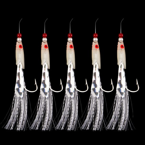 1pack Luminous Silverskin Fishing Lure Set Imitation Fish Shrimp Bait With Crystal BarbedHook For Bass Trout Perch Pike Tackle_desvips.com