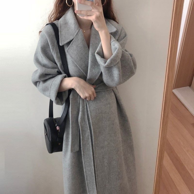 Ins French Elegant Temperament Handmade Cashmere Long Woolen Coat For Women_desvips.com