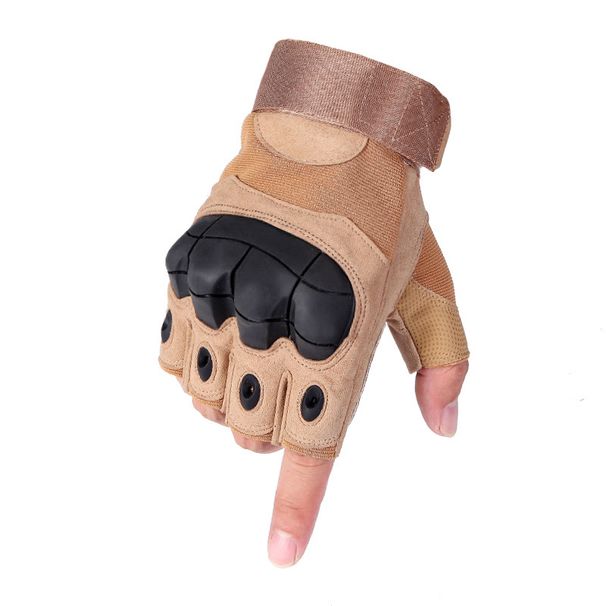 Tactical Fingerless Gloves For Men – Breathable & Anti-Slip Riding Gloves For Cycling & Outdoor (Black/Green/Sand, M/L/XL)_desvips.com