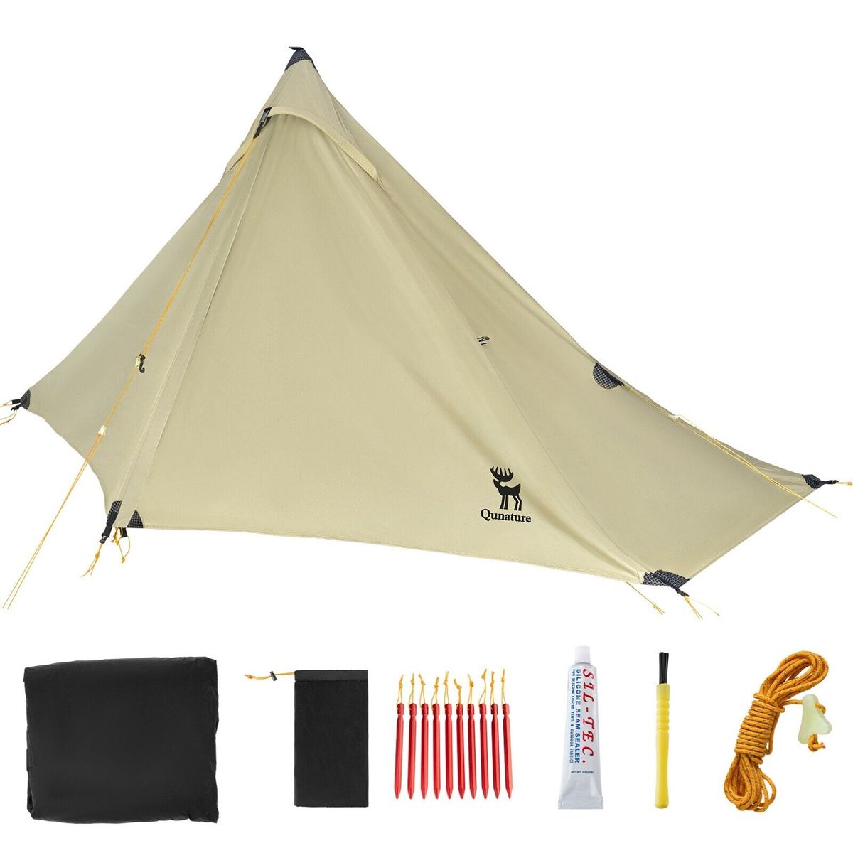Qunature Trekkingzelt 1-Mann Zelt Ultraleicht Campingzelt Wasserdicht 230*180cm_desvips.com