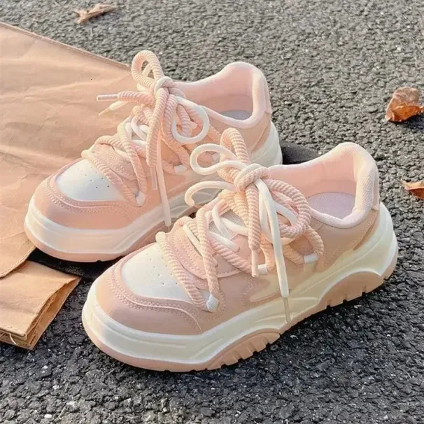 Maogu Platform Breathable Running Sports Chunky Shoes Student Comfortable Kawaii Ladies Footwear Pink Casual Sneakers_desvips.com