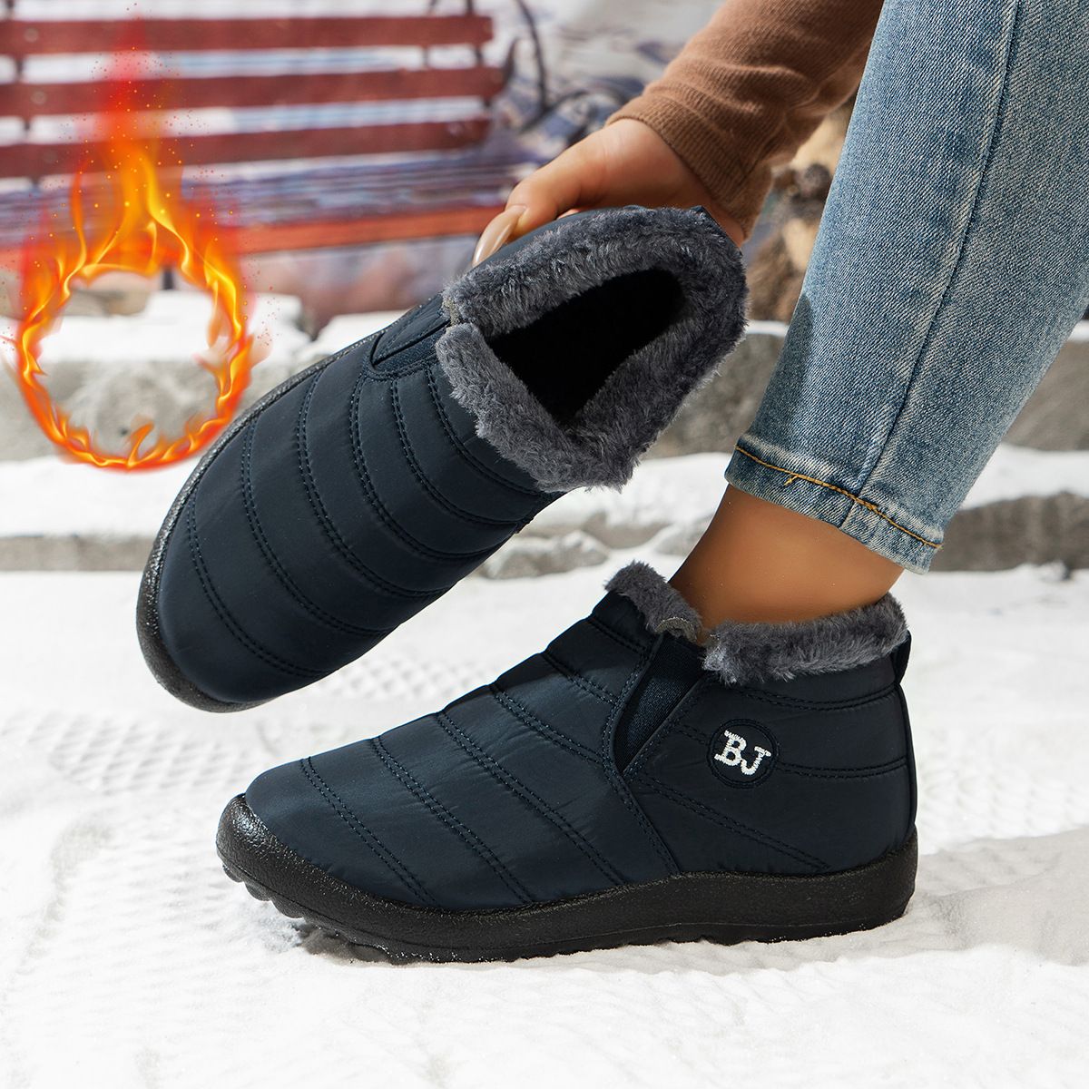 Women's Slip-On Winter Snow Boots - Waterproof, Lightweight & Warm, Indoor/Outdoor Cozy Fleece Lined Boots For Women & Couples_desvips.com