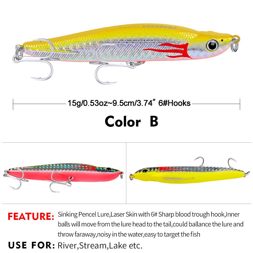 Long Casting Sinking Pencil Laser Bait 10cm/15g 6#Three Hooks Lure Fishing Tackle_desvips.com