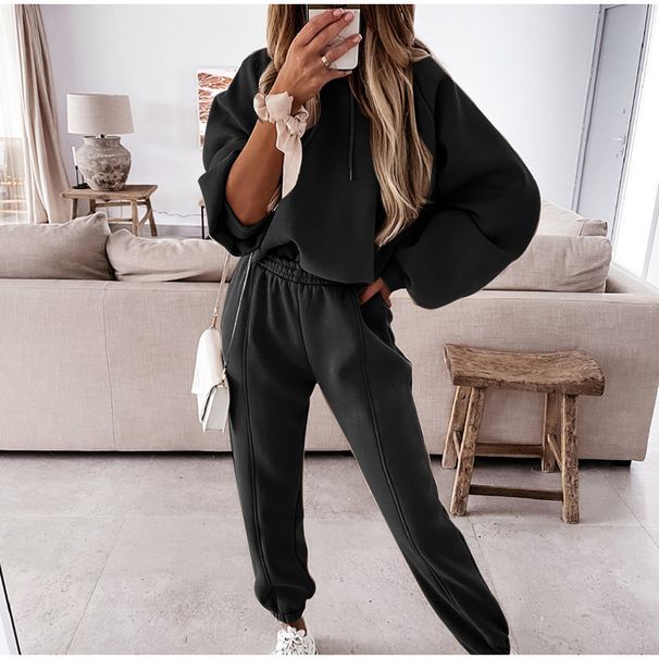 Women's Clothing popular autumn and winter women's sports and leisure hooded sweatshirt set two piece set_desvips.com
