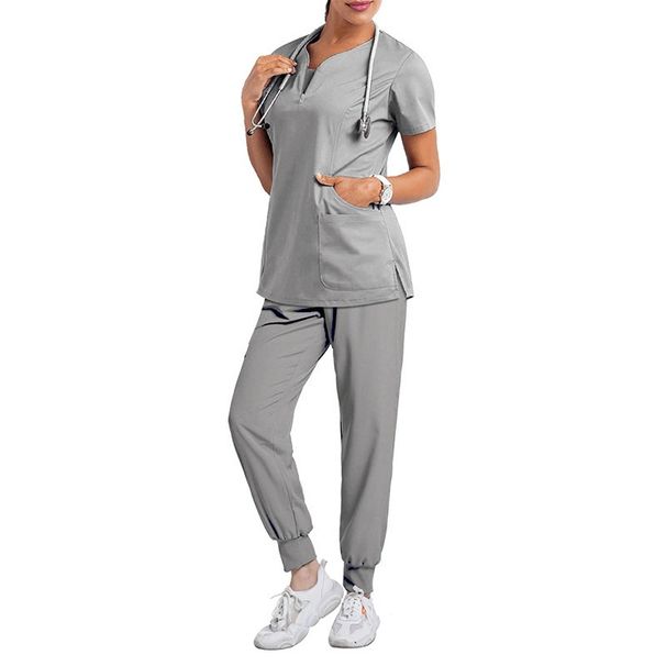 Women's ready-to-use oral dentist surgical gown split toiletry suit elastic quick-drying hospital nurse uniform_desvips.com