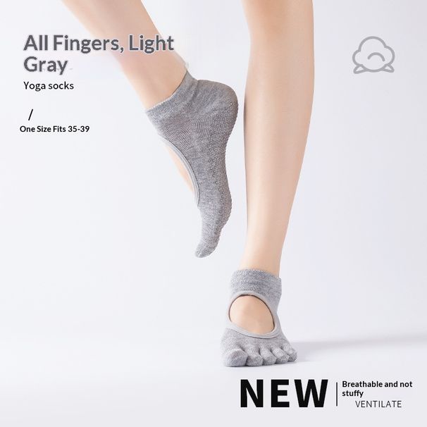 Four Seasons Pilates Mid-Calf Backless Yoga Special Anti-Slip Indoor Sports Fitness Five-Toe Socks_desvips.com